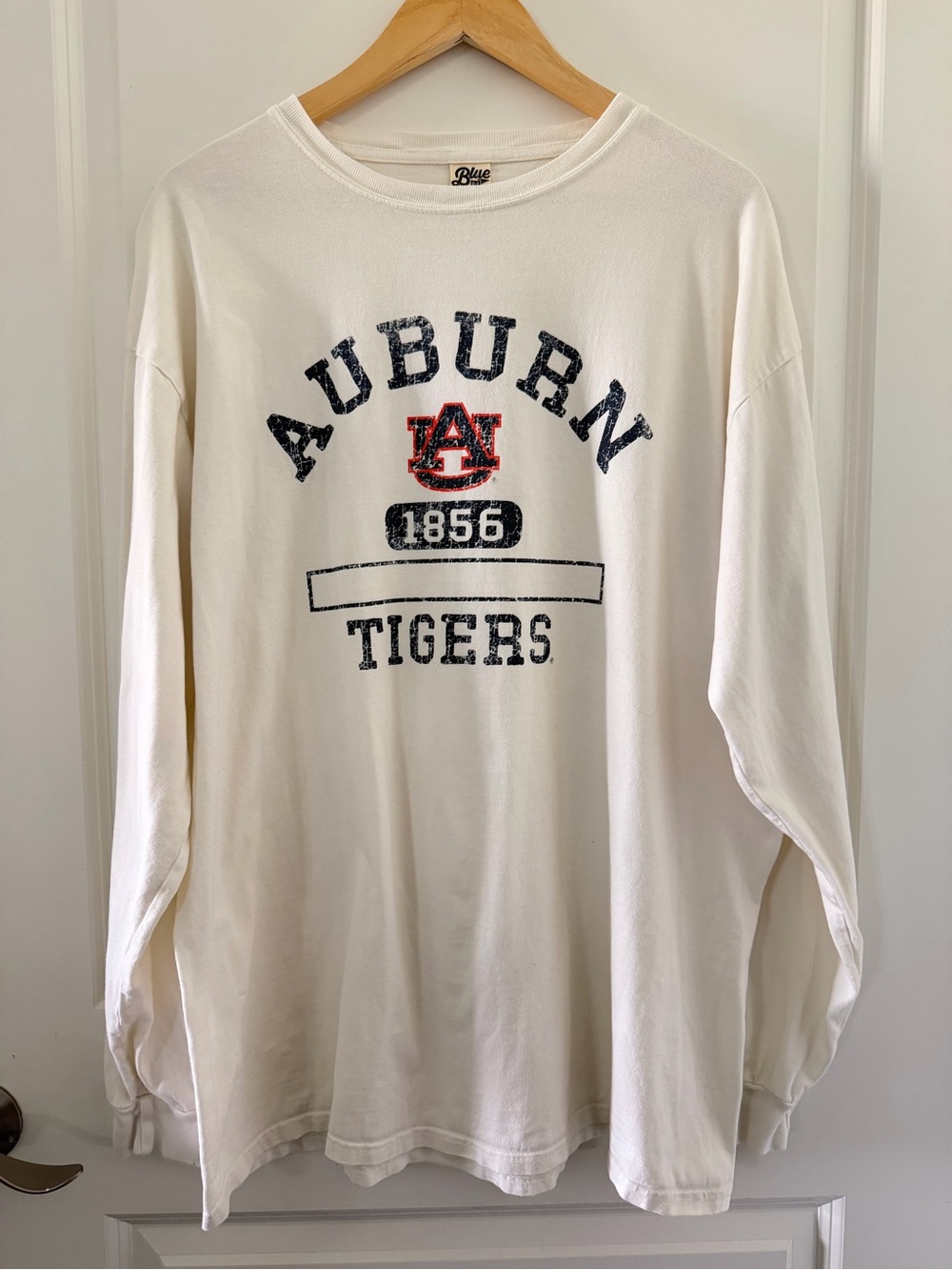 Blue 84 Auburn Tigers Cream Long-Sleeve Graphic Tee